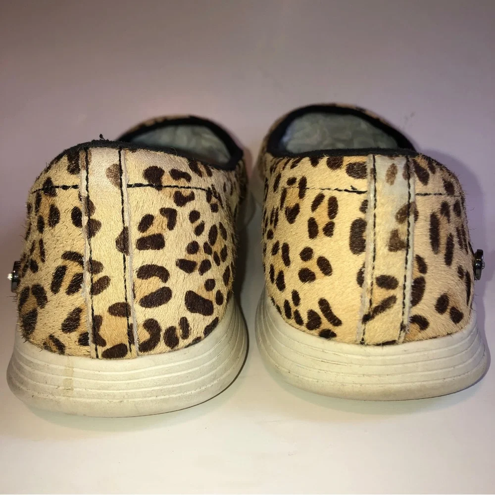 Sz 8 Skechers On the Go Capri Leopard Calfhair Ballet Flat Slip Ons